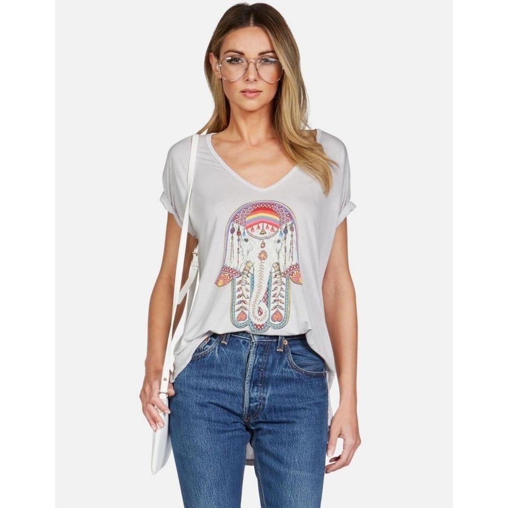 LAUREN MOSHI // Ltd Ed Celine elephant vneck super soft vtg feel oversized tee
